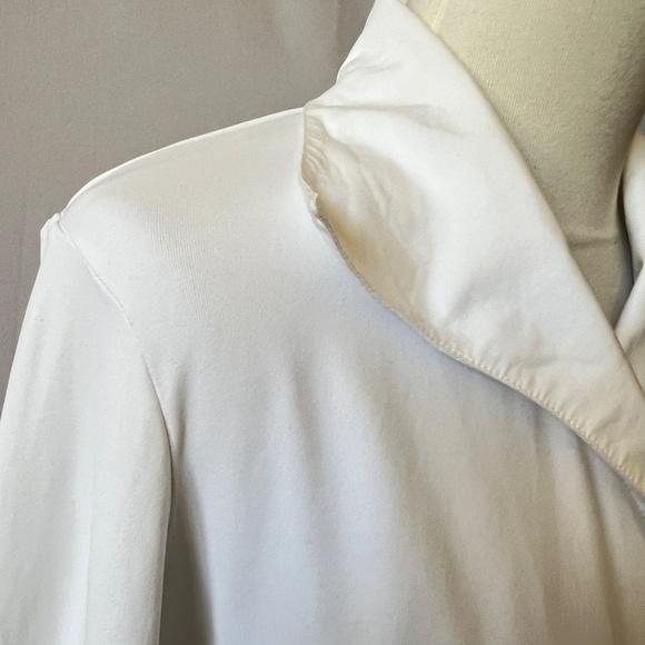 SOLD ANNE FONTAINE SURPRISE TOP 40 6-8 WHITE WRAP 3/4 SLEEVE STRETCH PIMA COTTON - Picture 6 of 12